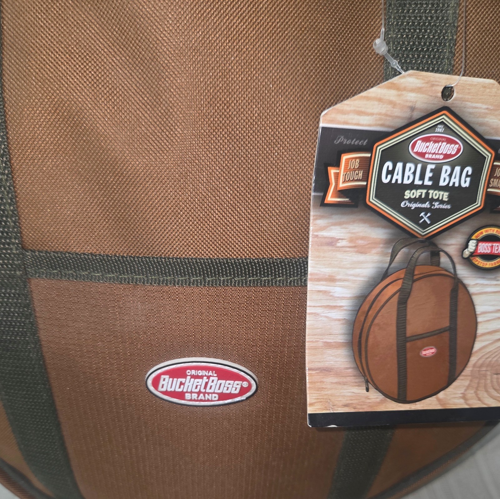 Bucket Boss Cable Bag Brown & Durable Tool Storage Organizer Soft Tote NEW