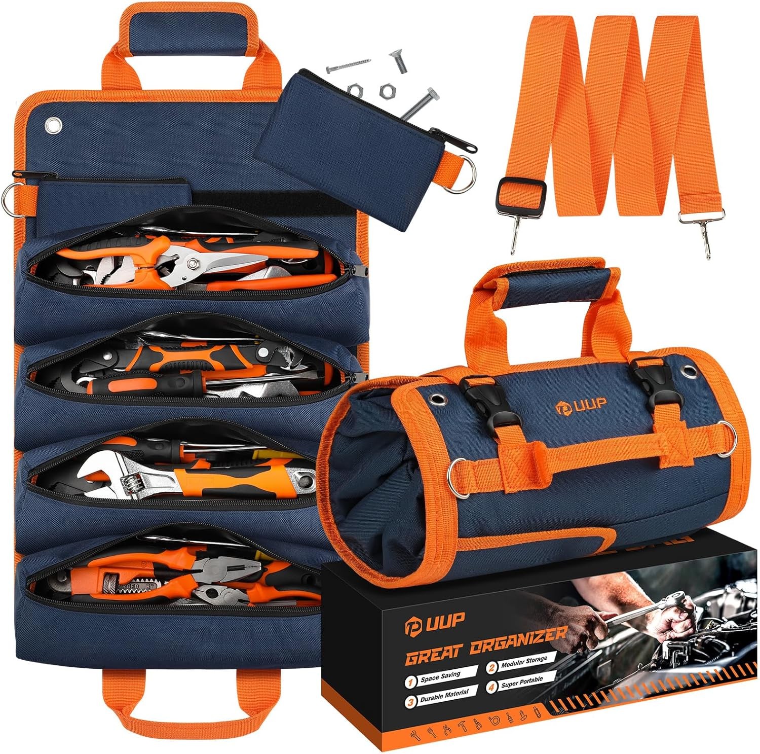 Tool Bag Roll Up, UUP Heavy Duty Rolled Empty Tool Storage Organizing, Portable