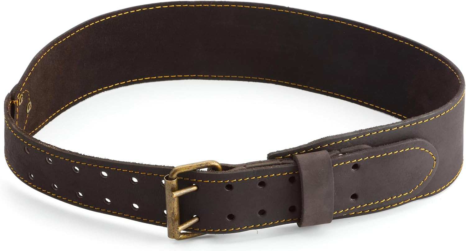 Pro Small/Medium 3″ Wide Full Grain Leather Tool Belt with Double Stitched Const