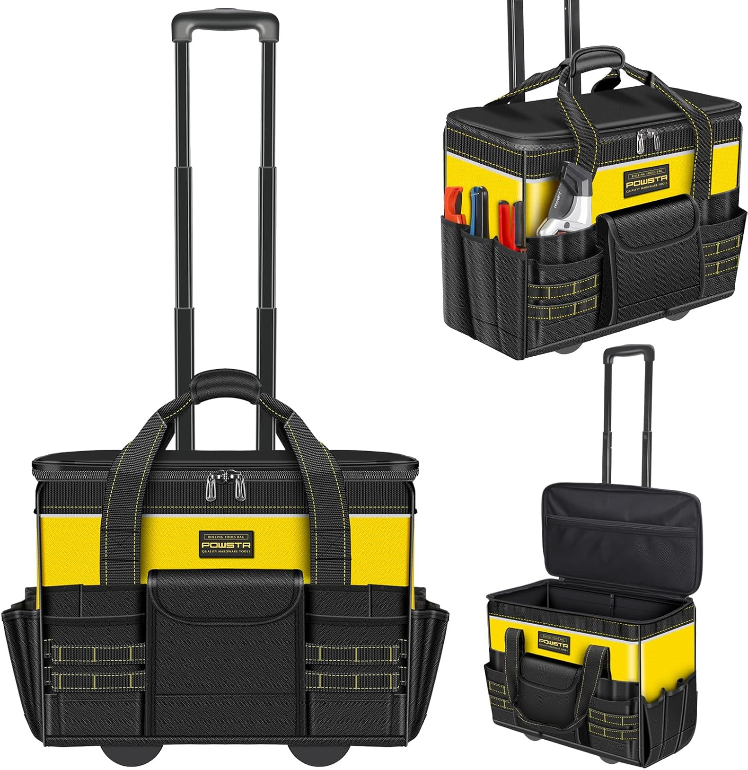 21″Rolling Tool Bag with Wheels,1680D Waterproof Rolling Tool Tote Bag with Tele
