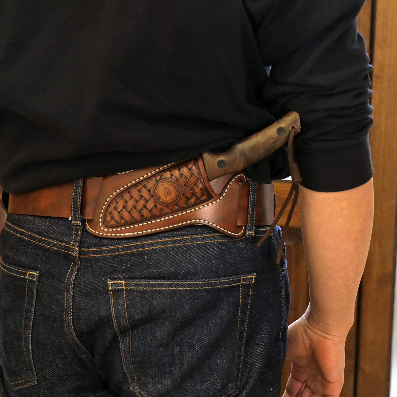 Vintage Leather Fixed Blade Knife Sheath Belt Pouch EDC Knives Carry Pouch