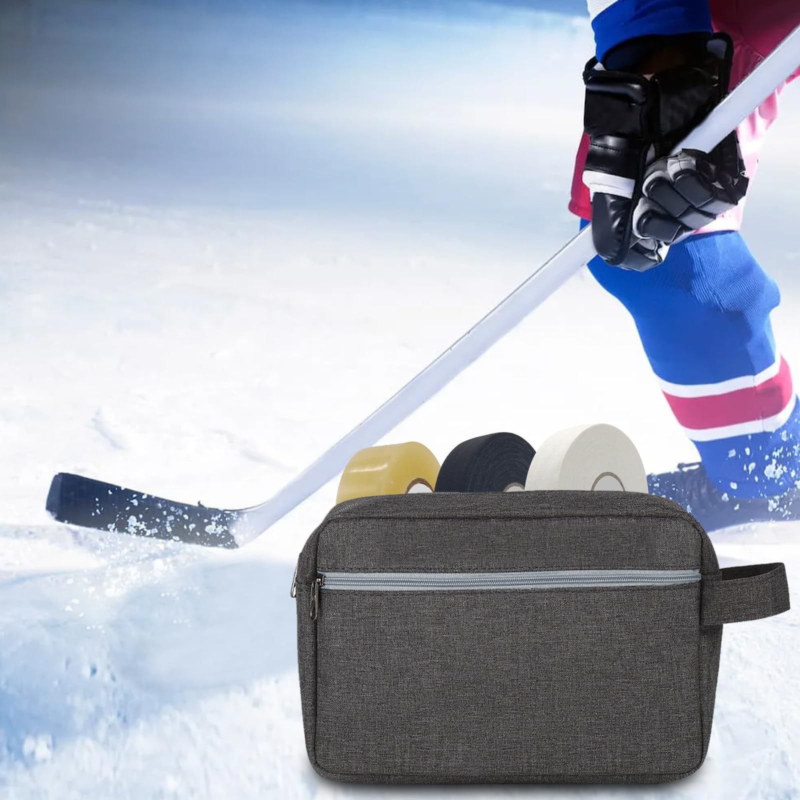 8 In 1 Hockey Tape Bag with Hockey Accessories,Loaded Accessory Bag with 3 Ro…