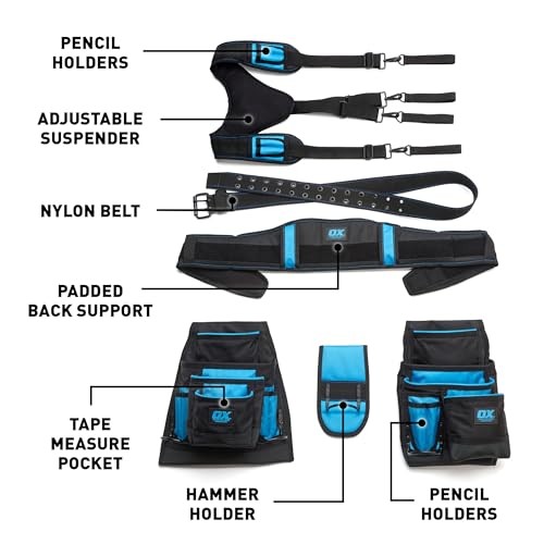 Pro Nylon Framing Tool Belt with Suspenders – 1680D Ballistic Nylon Tool Rig