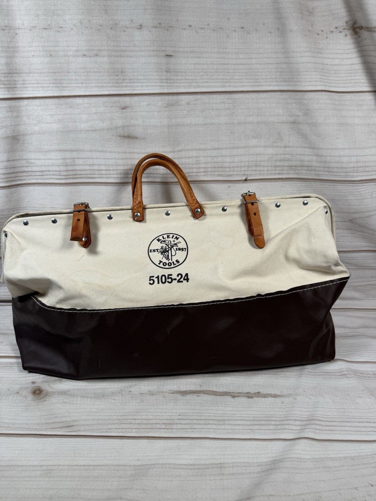 Klein Tools 5105-24 Tool Bag, Heavy Duty Canvas 24-Inch, Natural/Brown