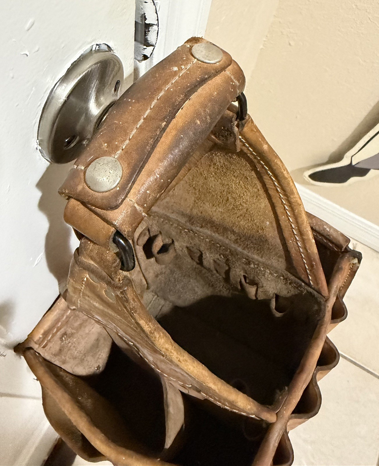 LEATHER TOOL BAG service repairman Pouch CADDY electrician ideal tote vintage