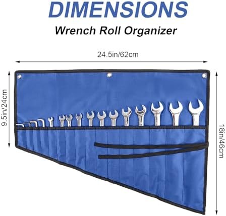 Wrench Organizer,Tool Roll Pouch – 16-Pocket Waterproof Oxford Cloth Wrench Roll