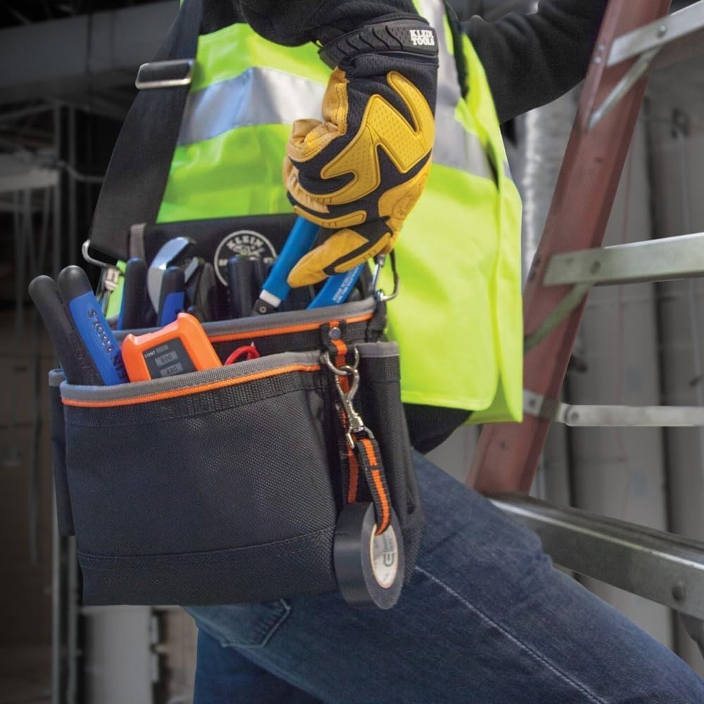 Klein Tools 5243 Tradesman Pro 15-Pocket Pouch with Padded Strap and Tape Thong
