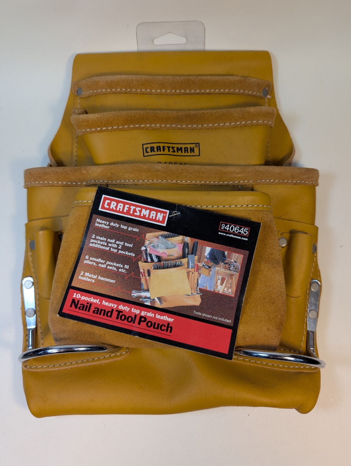 NOS Sears Craftsman Leather Nail Tool Pouch #940645 Top Grain Leather