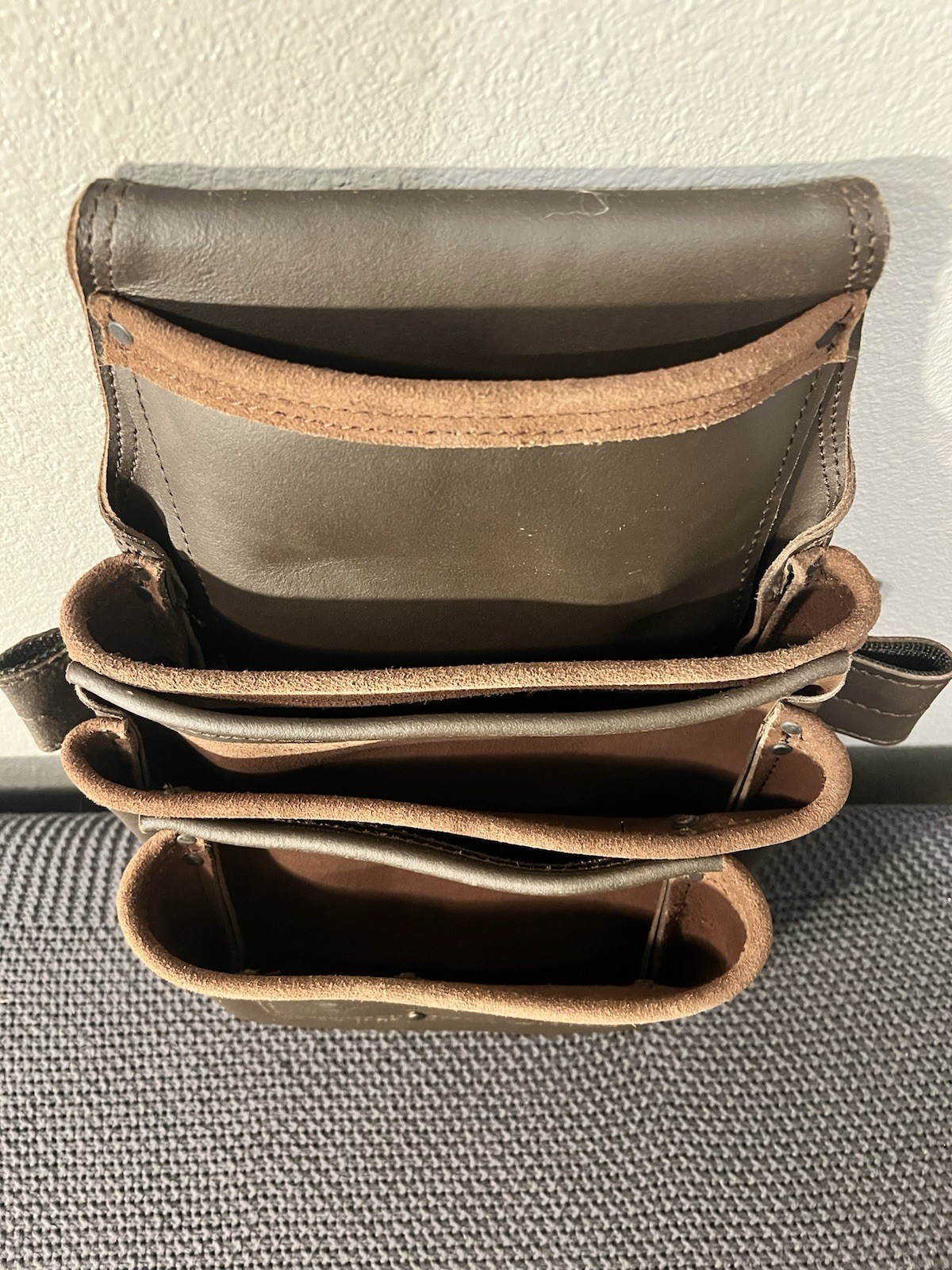 Graintex Leather Tool Pouch 5 Pocket Tanned Leather Brown Belt Pouch