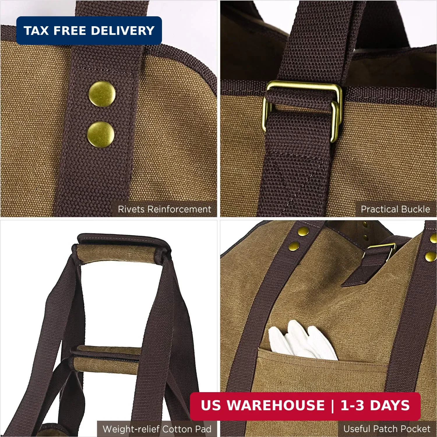 BONTHEE Firewood Carrier Bag Waxed Canvas Waterproof Extra Large Log Carrier Hol