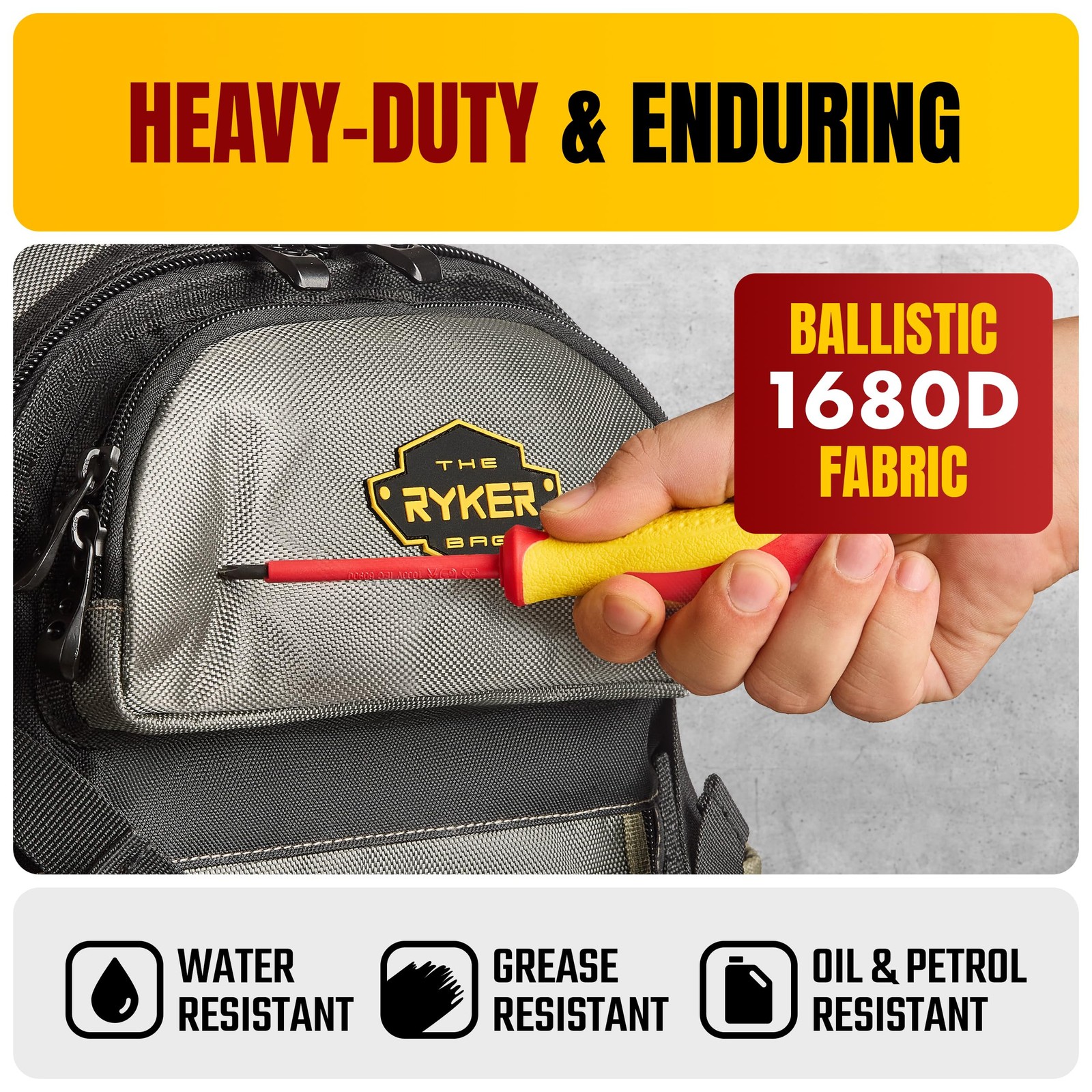 The Ryker Bag Tool Backpack, Heavy Duty Electrician Tool Bag for Contractors,…