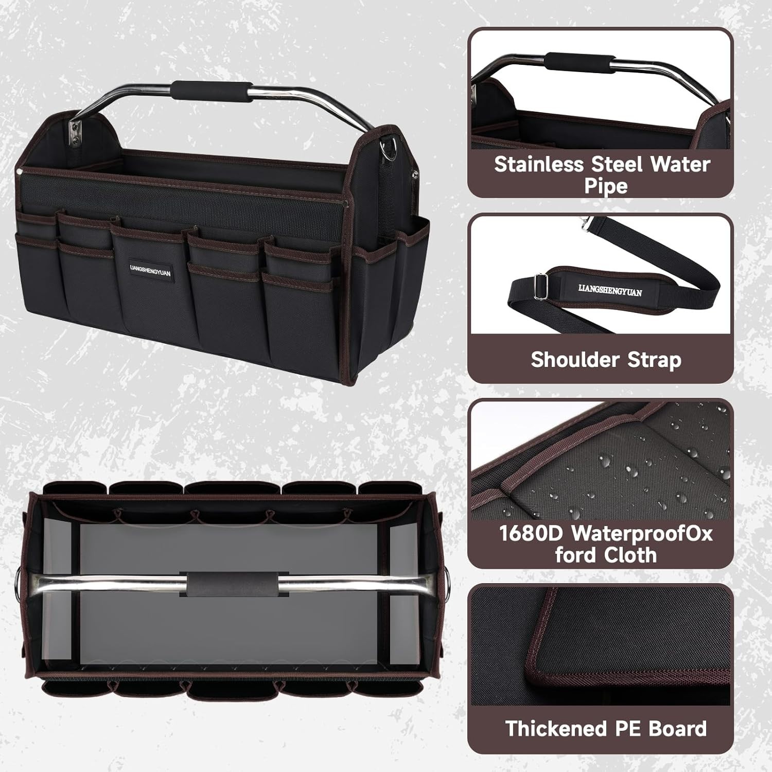 22 In Tool Carrier, Open Top Tool Tote 30 Pockets, Waterproof Tool Bag For Me…