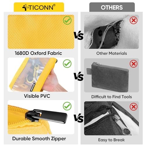 Tool Pouch, 1680D Oxford Small Tool Bag, Tool Pouches with Clear, 3 Pack Combo