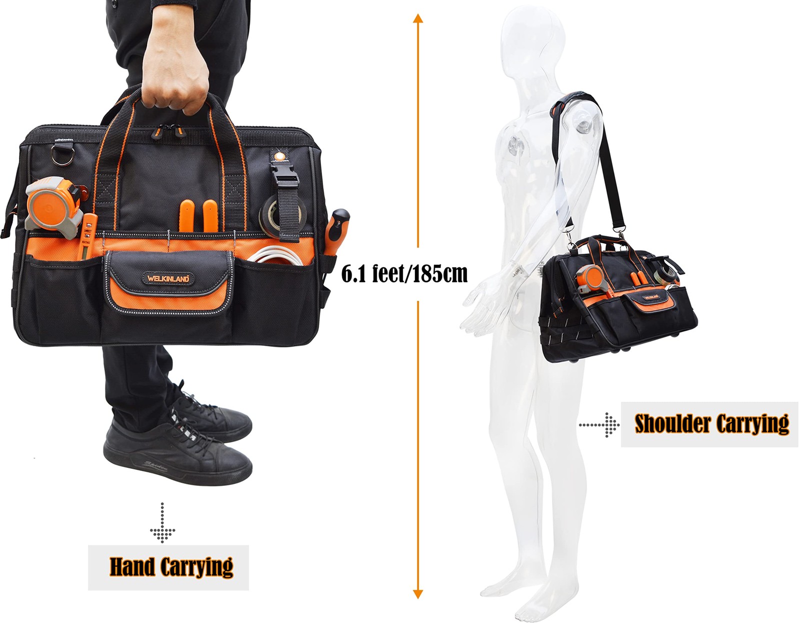 16 Inch 34-Pocket Heavy Duty Open Top Electrician Tool Bag Organizer