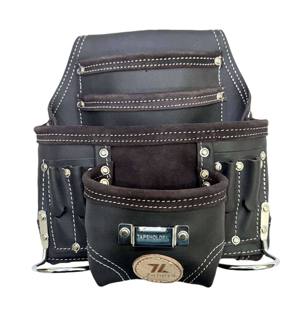 20-111 10 Pocket Rigger Heavy Duty Leather Tool Bag, Oil Tanned