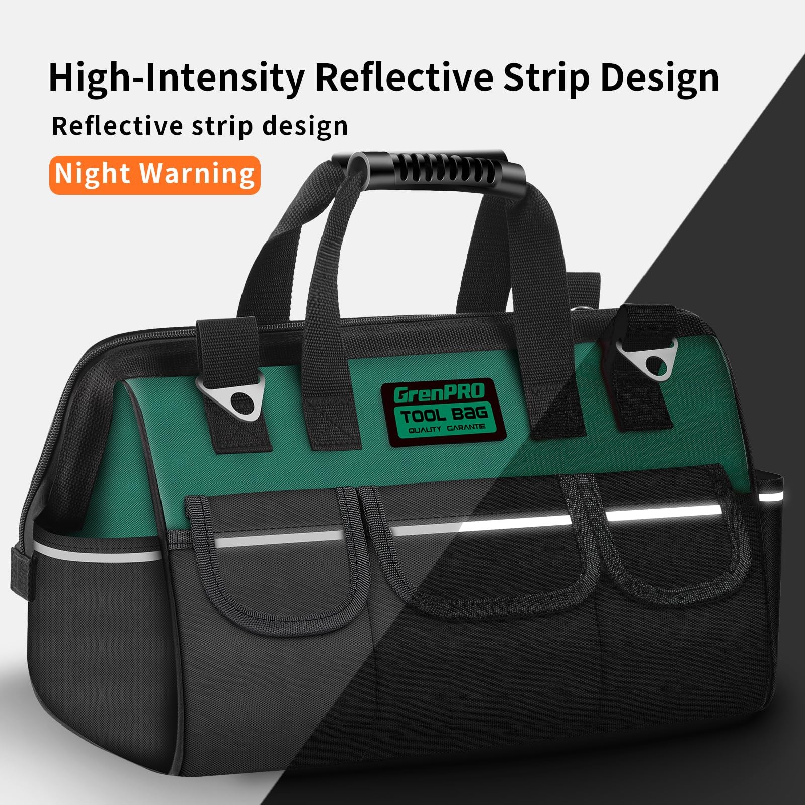 GRENPRO 13.5″ Small Tool Bag Organizer, Wide Mouth Electrician Tool Bag