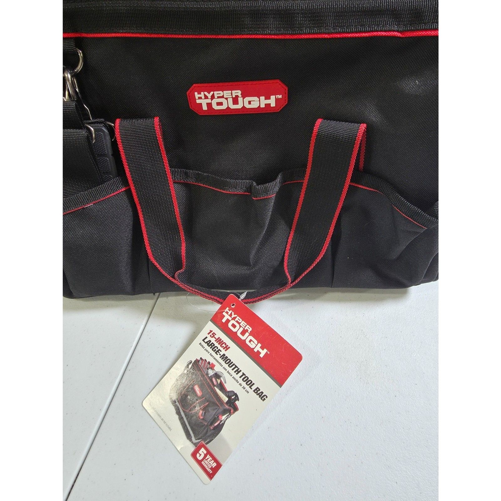 Hyper Tough 15″ Large Mouth Tool Bag New w/ Tags 22 Pockets Shoulder Strap