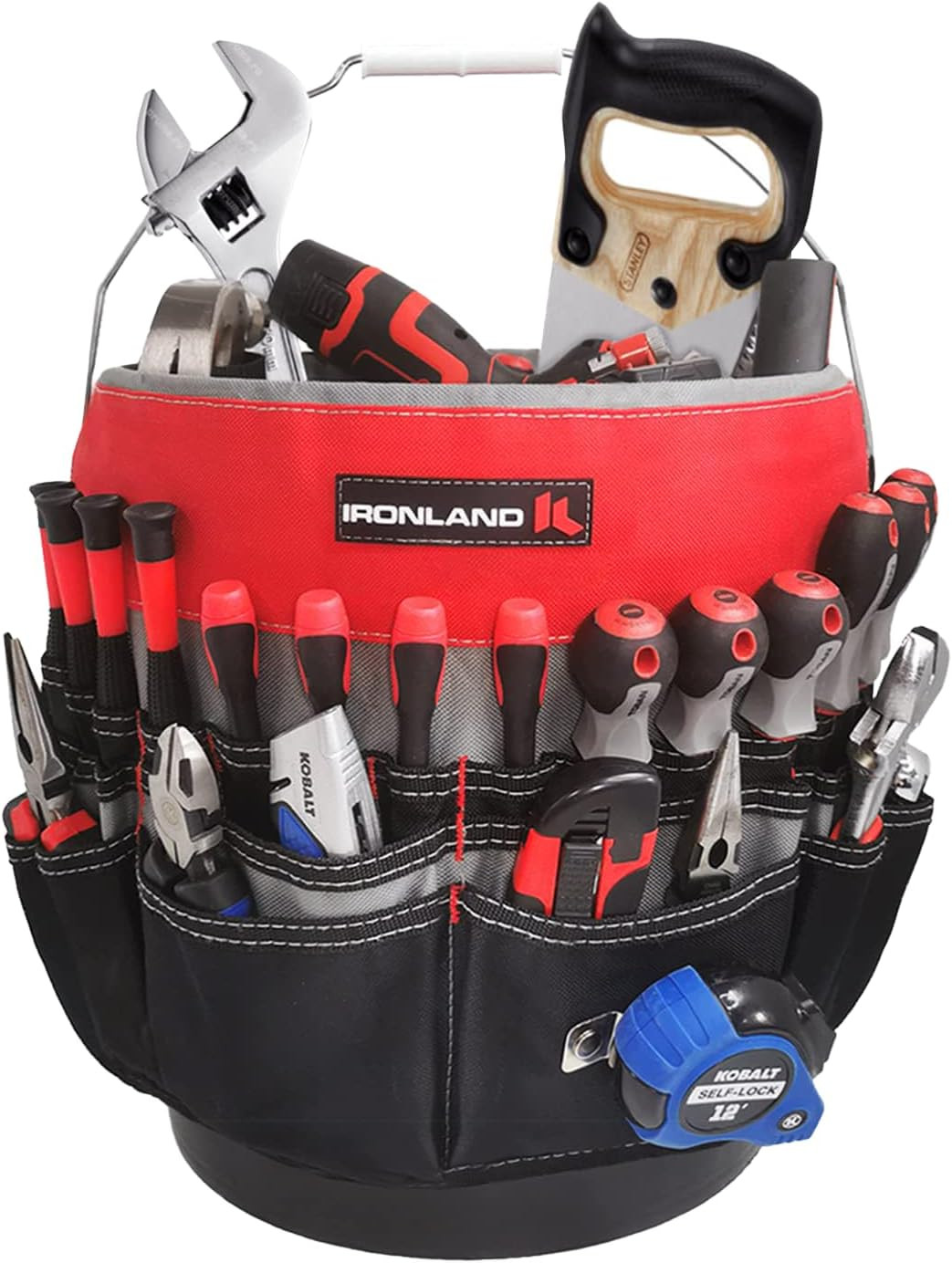 IRONLAND Bucket Tool Organizer Fit 3.5-5 Gallon Bucket, 51 Medium, Red