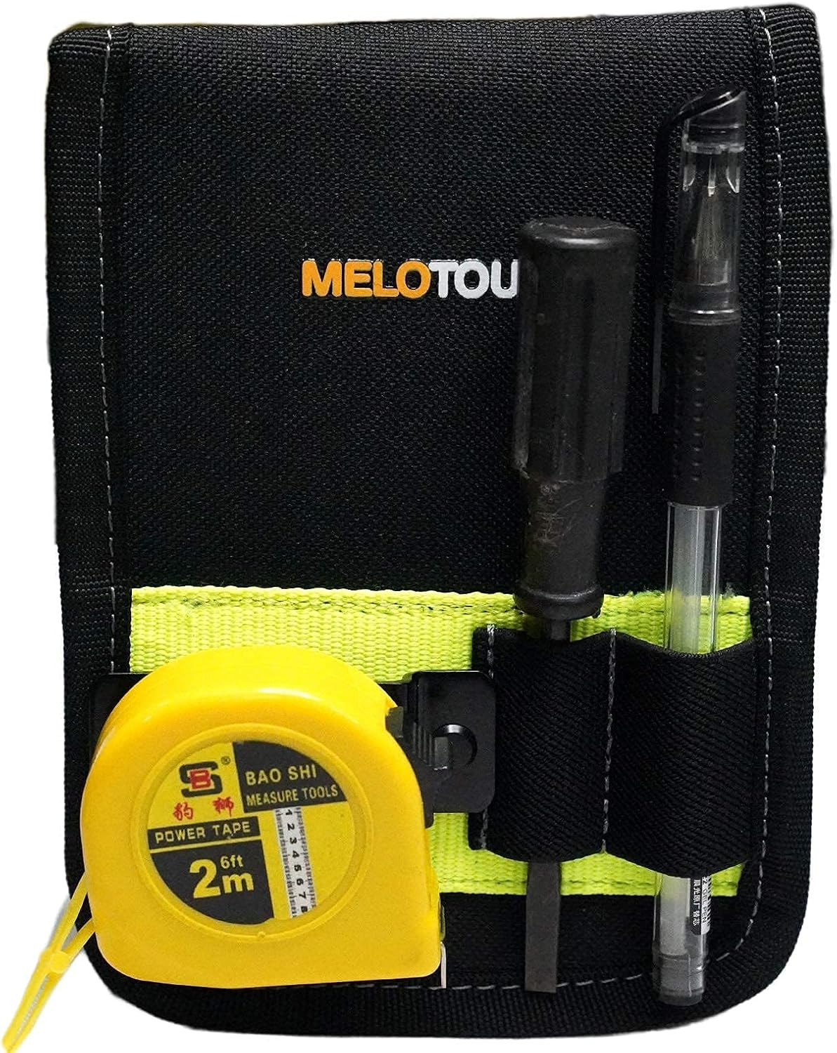 MeloTough Black Reflective Tape Measure Holster Durable Utility Clip Pouch