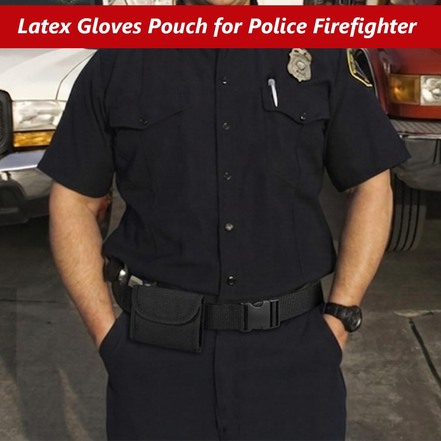 Double Glove Pouch for Police Firefighter, Duty Belt Rubber Gloves Holder, Du…