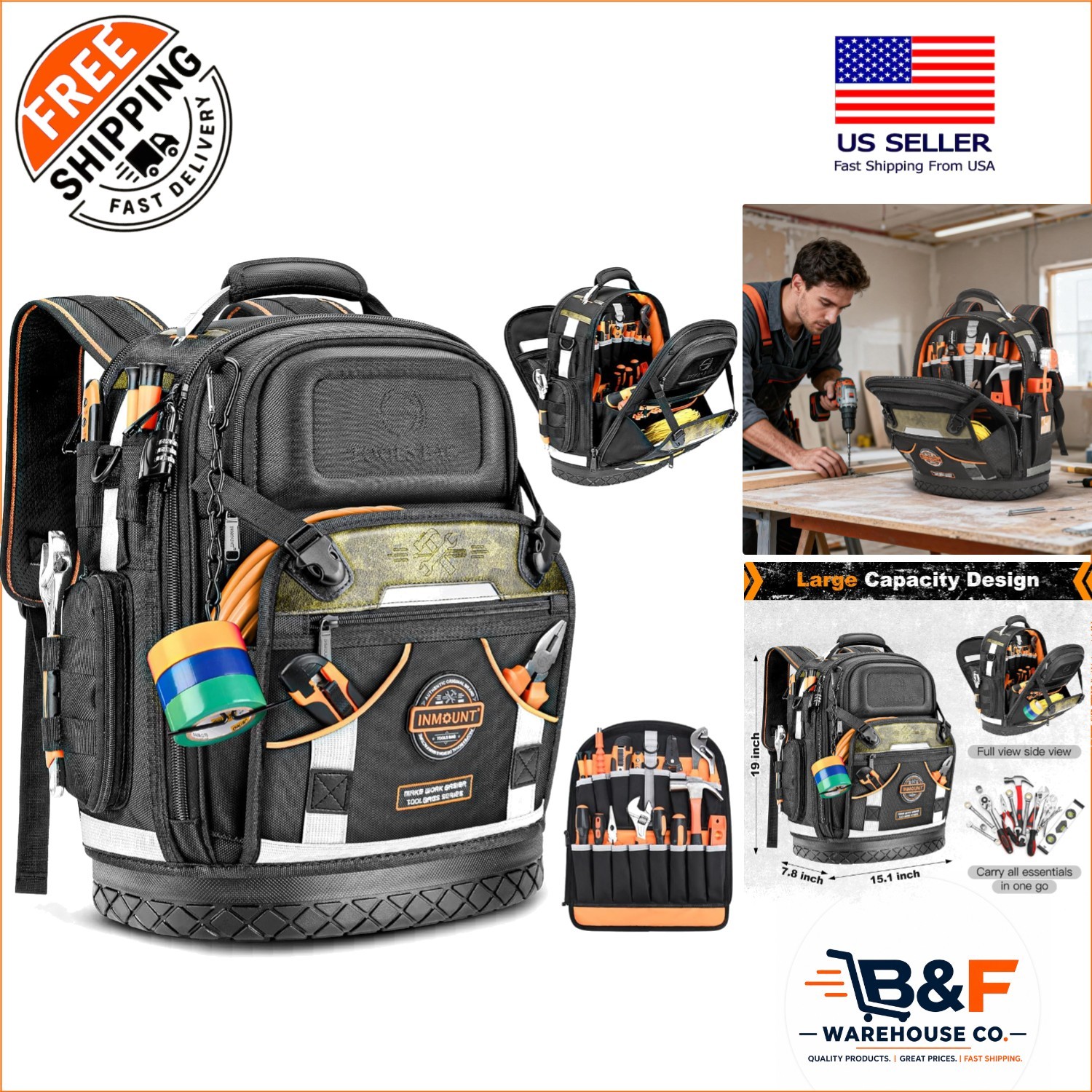 Electrician’s 3.0 Version Tool Backpack – Multi-Functional & Spacious with Lock