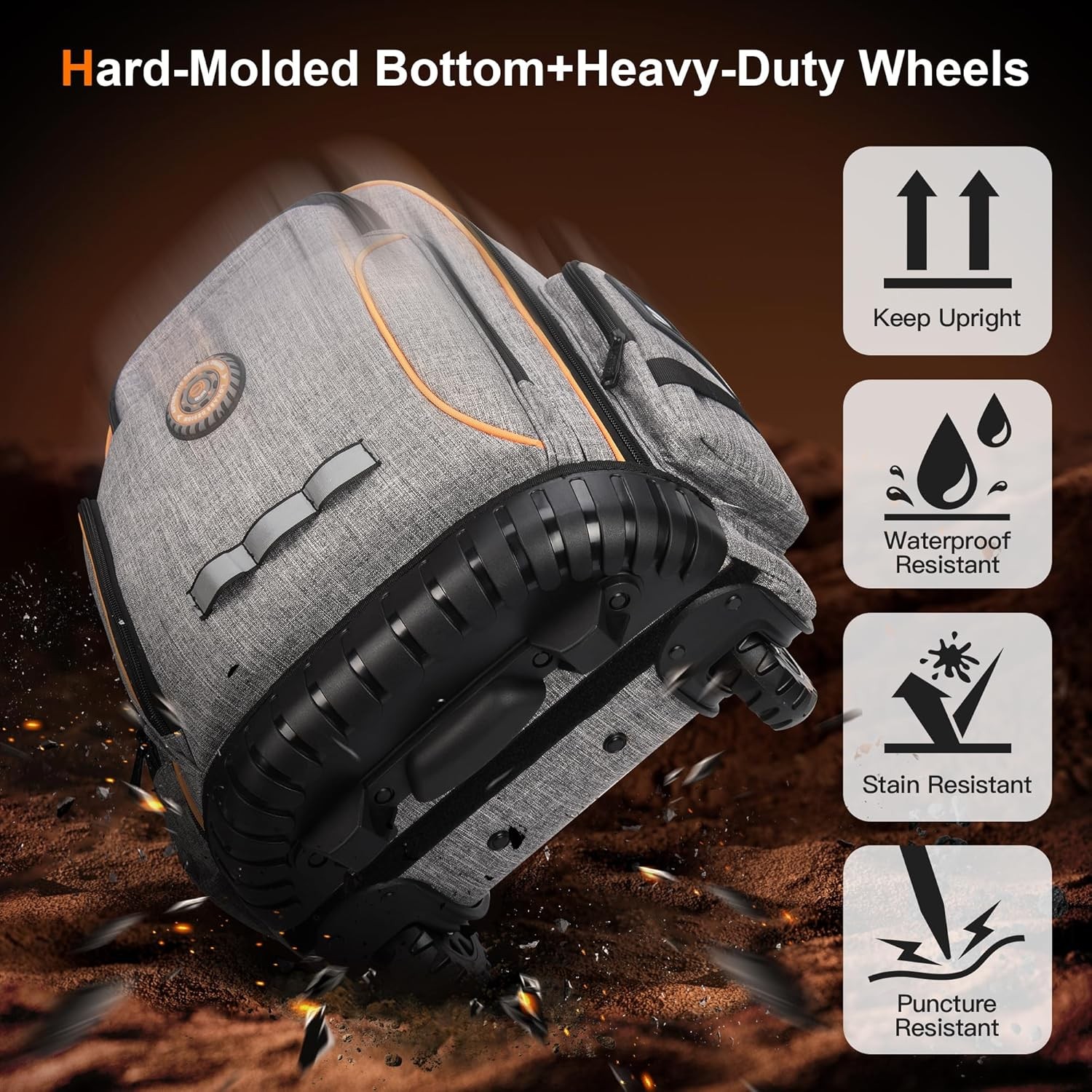 Heavy Duty Rolling Tool Backpack 75 Pocket Grey