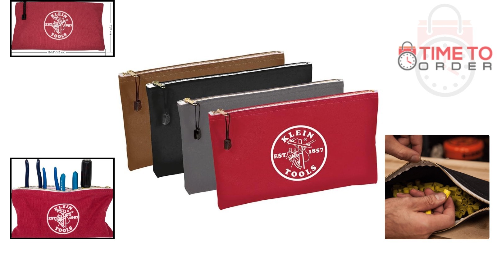 Zipper Tool Bag Canvas 12.5×7-Inch Water Resistant Pouch 4-Pack