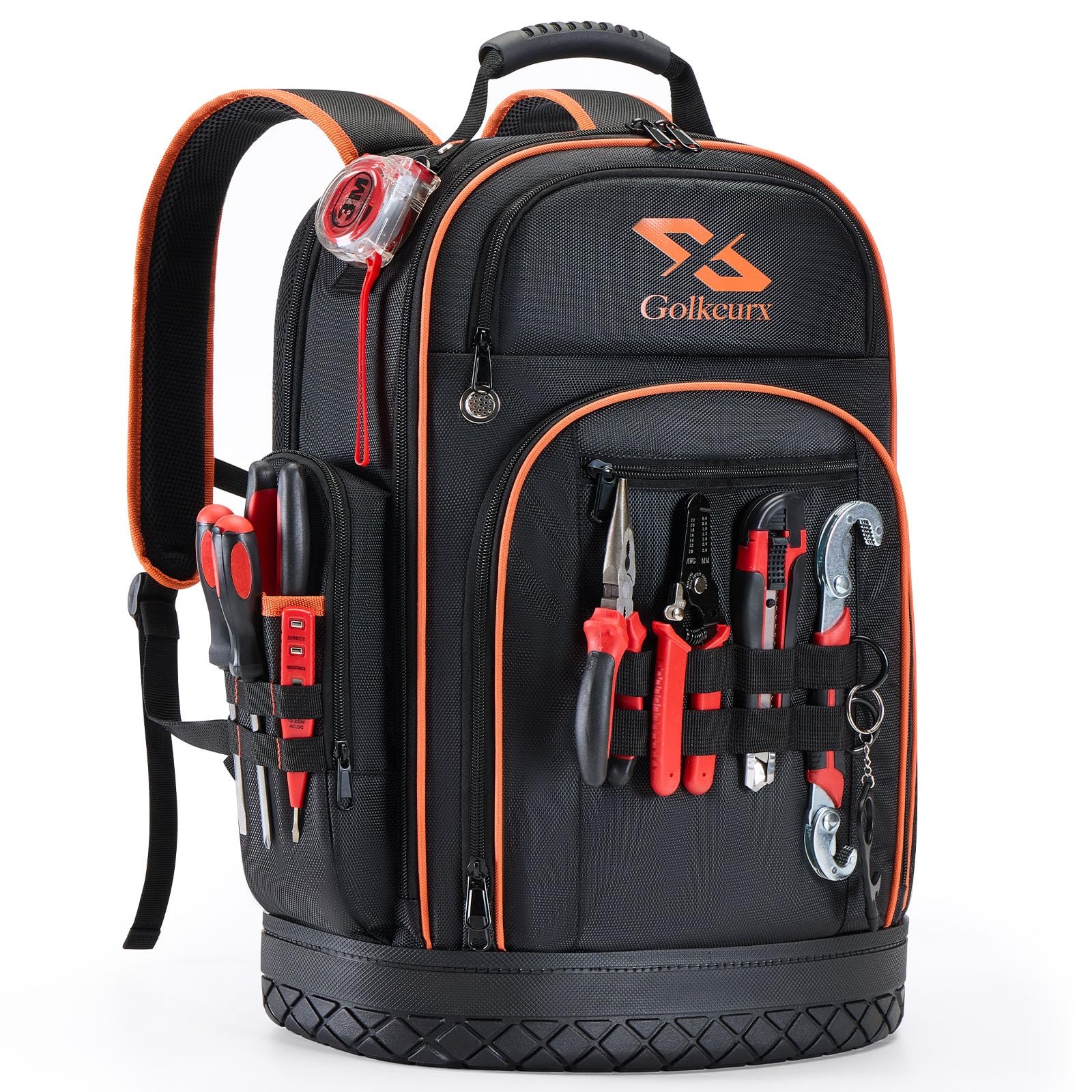 Golkcurx Tool Backpack, Heavy Duty Backpack Tool Bag, 1680D Tools Carrier for El