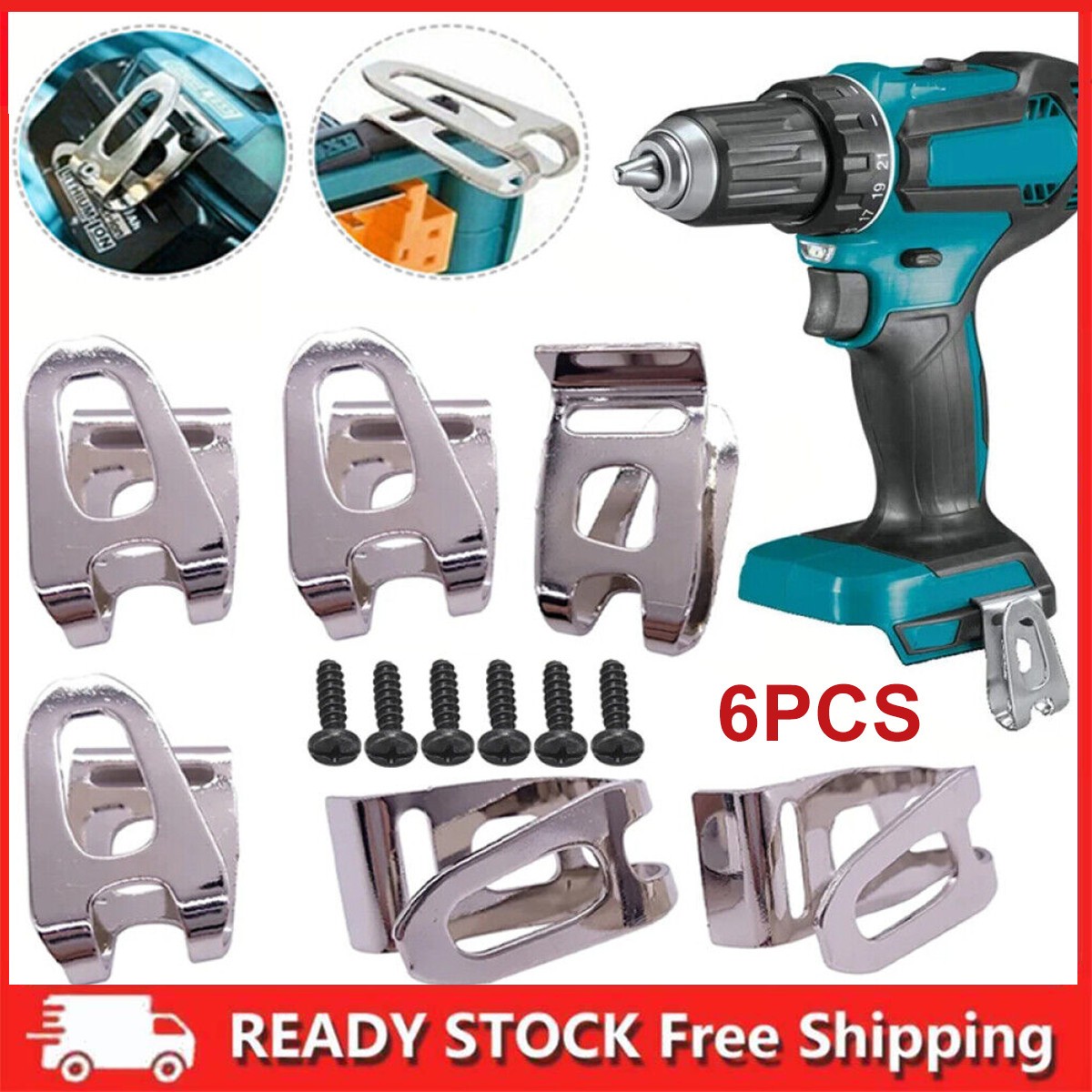 6pcs Electric Drill Belt Clip Replacement Hooks Clips Holder Fit for Dewalt tool