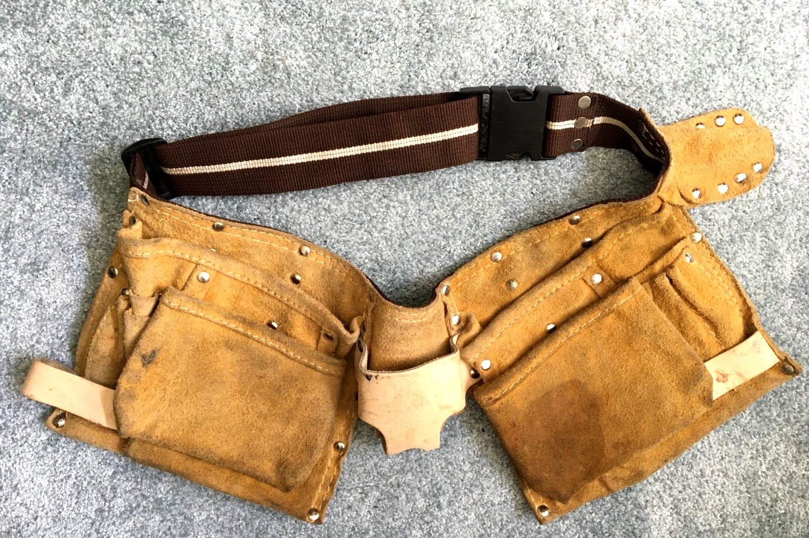 TOOL BELT Carpenter Apron MULTI-POCKET Heavy Split Cowhide LEATHER Vintage