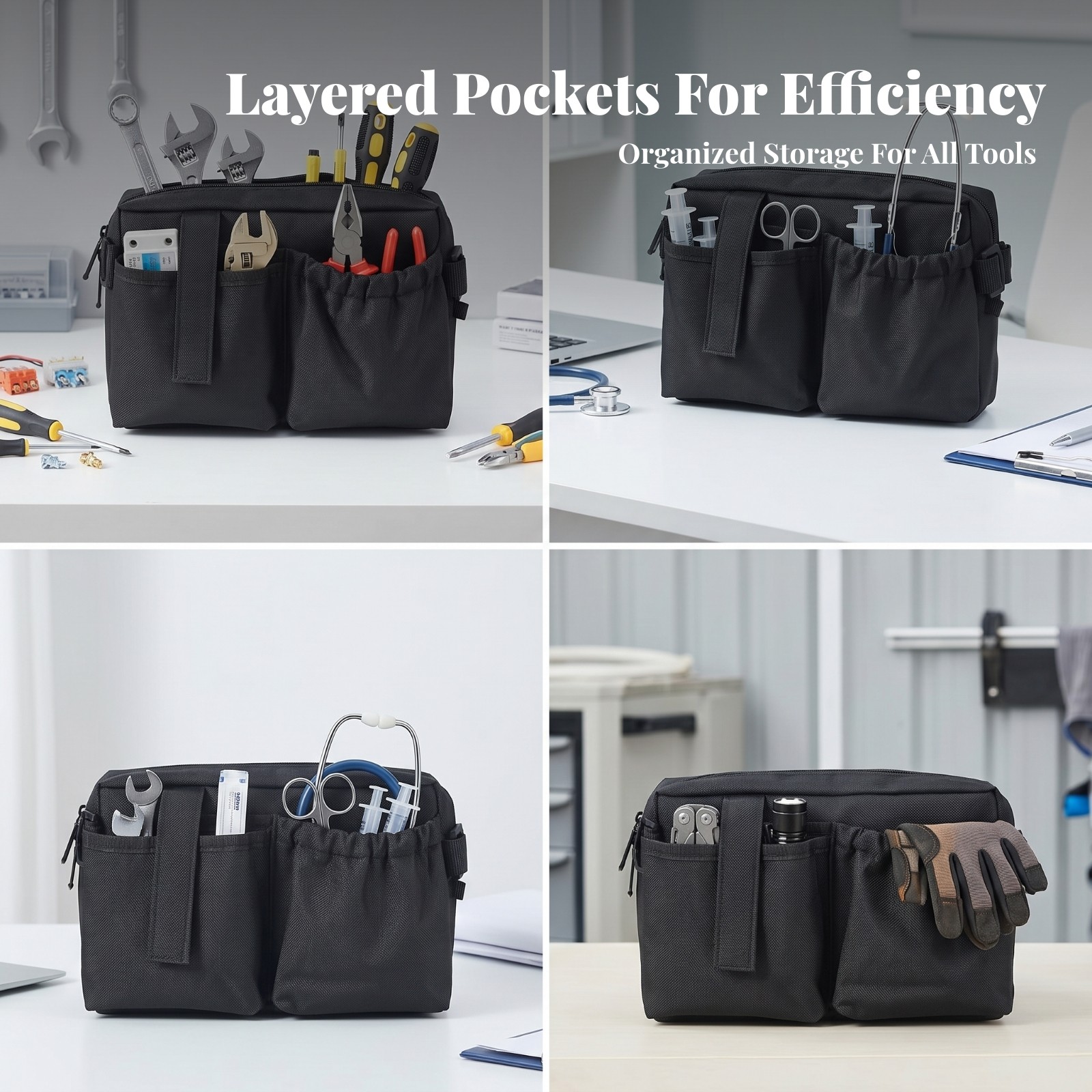 Textured Woven Adjustable Strap Zippered Tool Waist Bag Waist Tool Bag