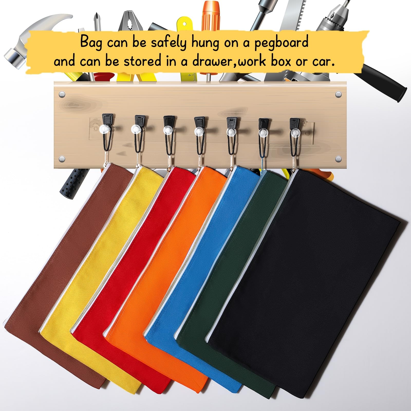 10 Pieces Tool Pouch Metal Zipper Utility Storage Bags Canvas Organizer 12×7 Set