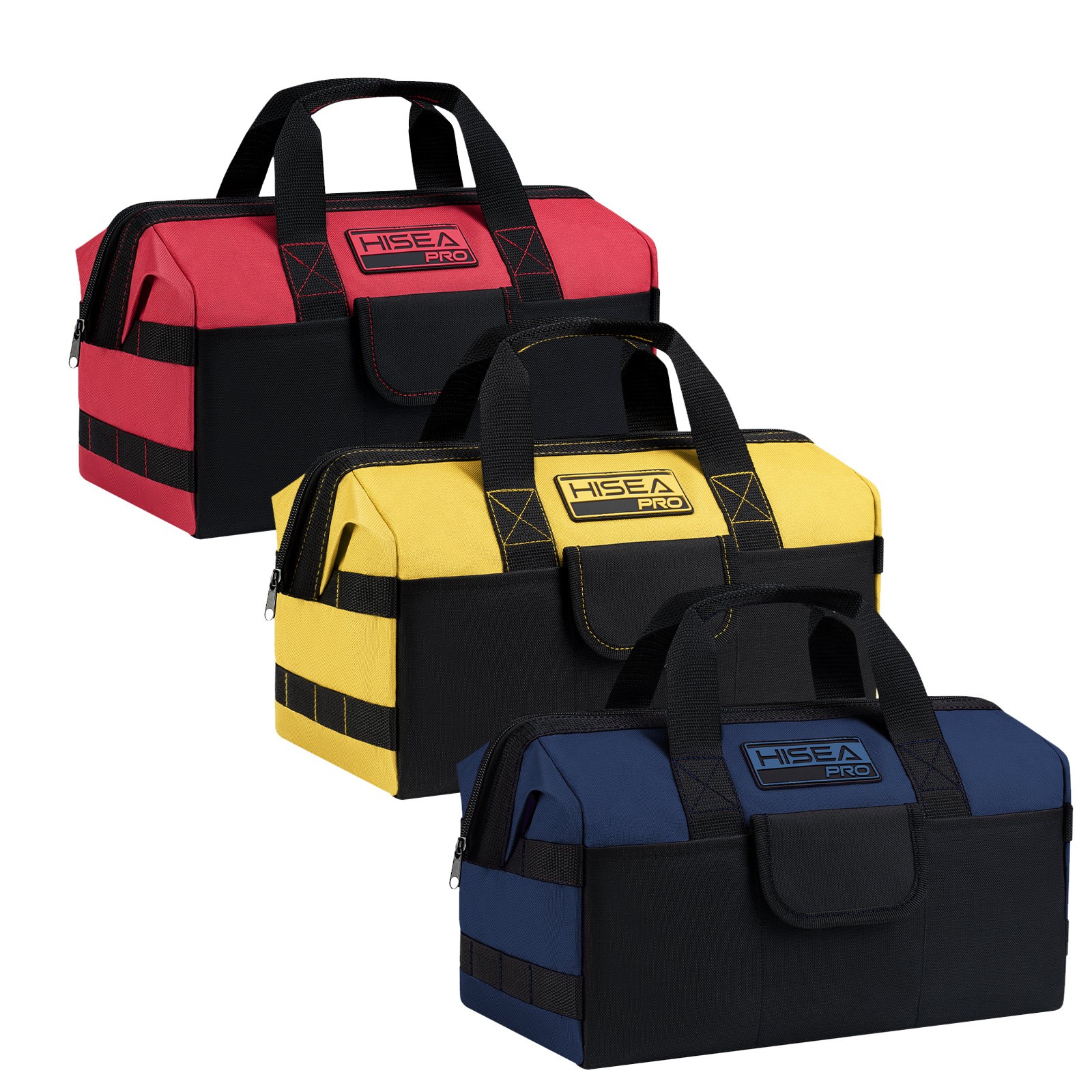 HISEA 3Pack Heavy Duty Tool Bag Wide Mouth Tote Waterproof Hard Bottom Organizer