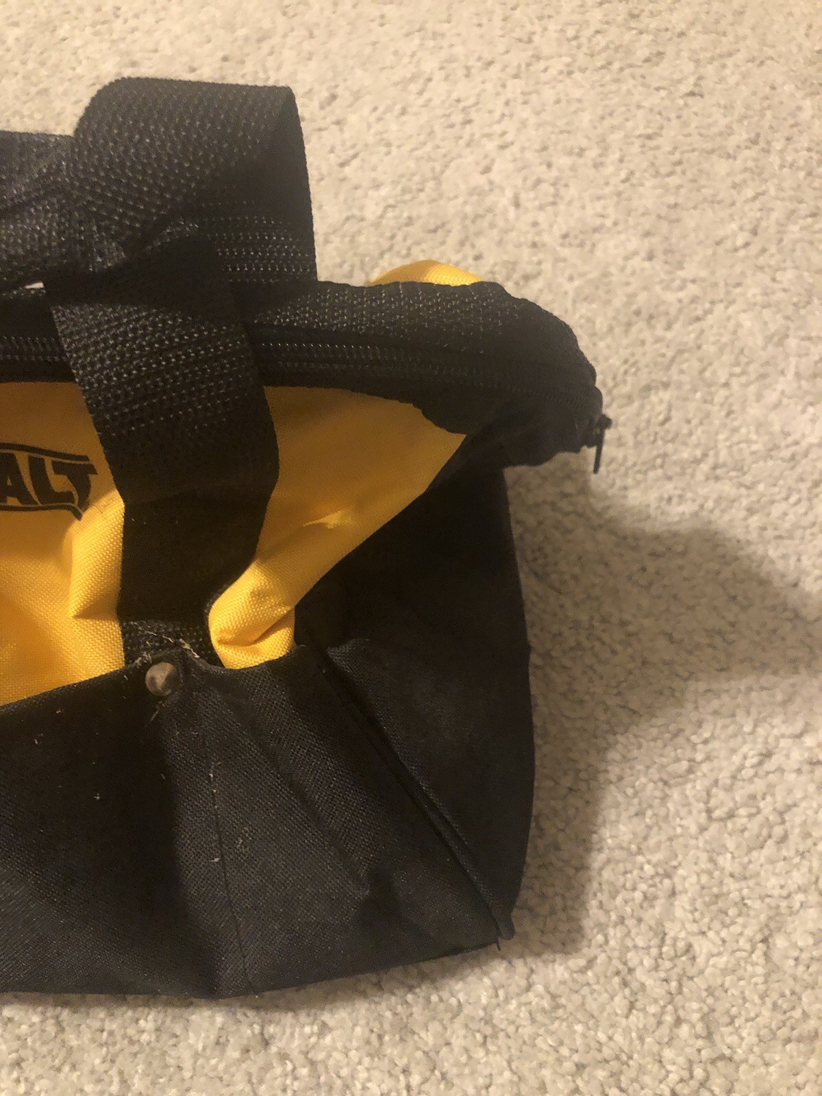 DeWALT Contractor Tool Bag Small Soft Case Zippered Tote Black Yellow Storage