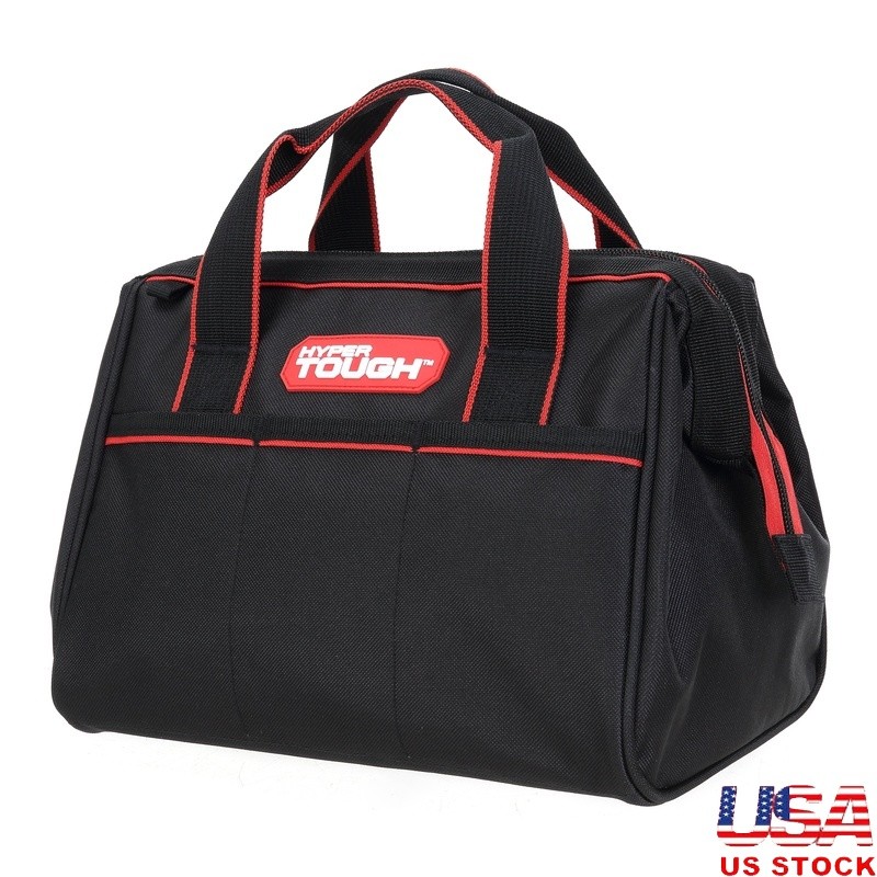 12 Inch Tool Bag Full Zipper Closure Organizer W/ 3 Pockets Black