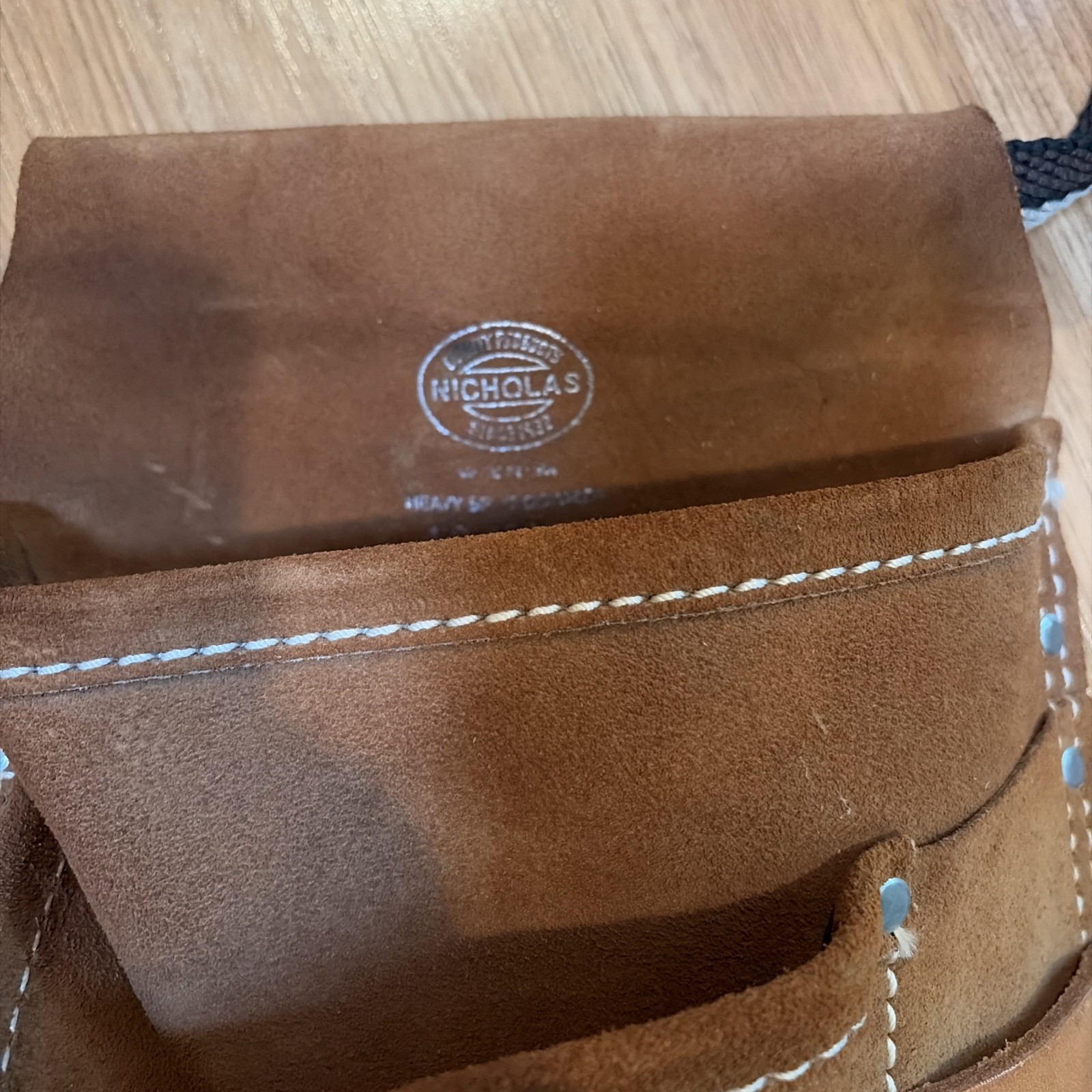 Nicholas Heavy Split Cowhide Suede Tool Pouch Nail Apron Carpenter Work Belt Bag