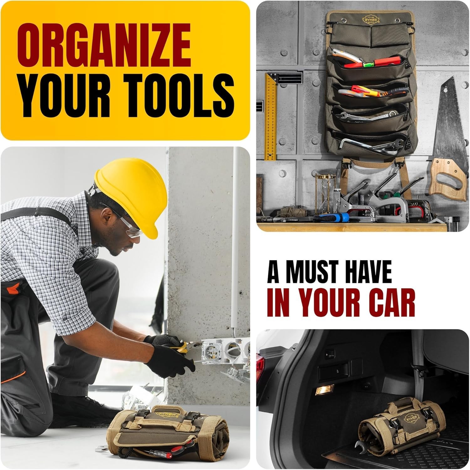 Compact Tool Roll Organizer with Detachable Pouches – Ideal for Dads & Mechanics