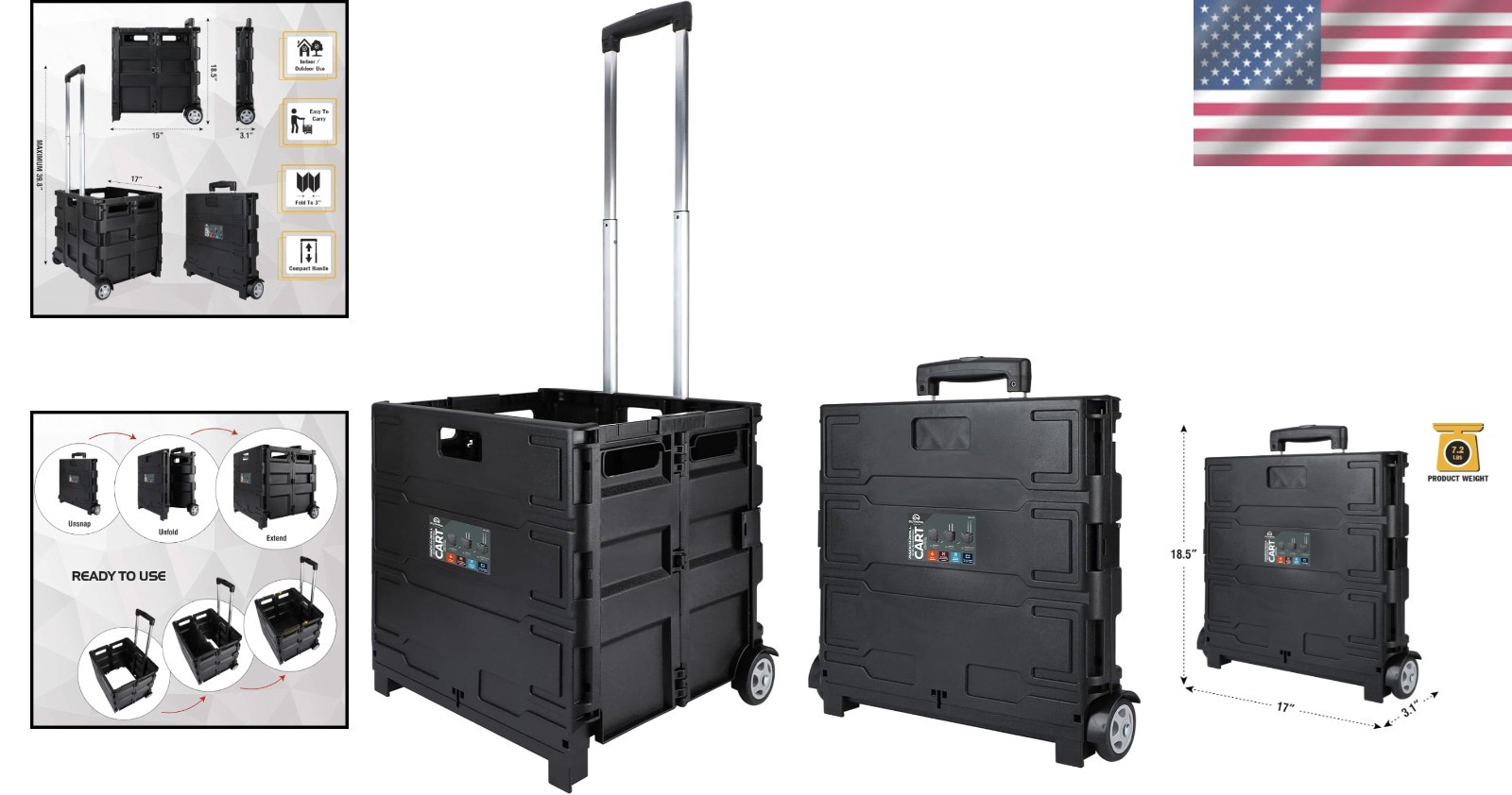 Portable Tools Carrier with Telescopic Handle, 80 Lb. Load