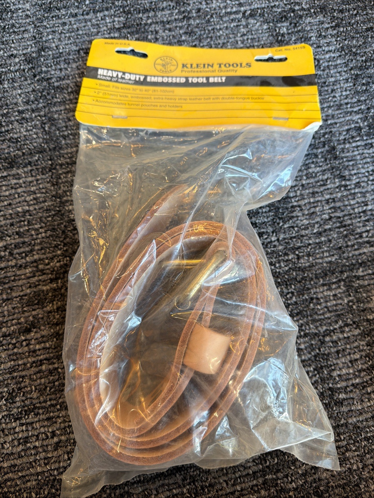 Klein Tools 5415L Heavy-Duty Embossed Leather Tool Belt Small Made in USA NEW