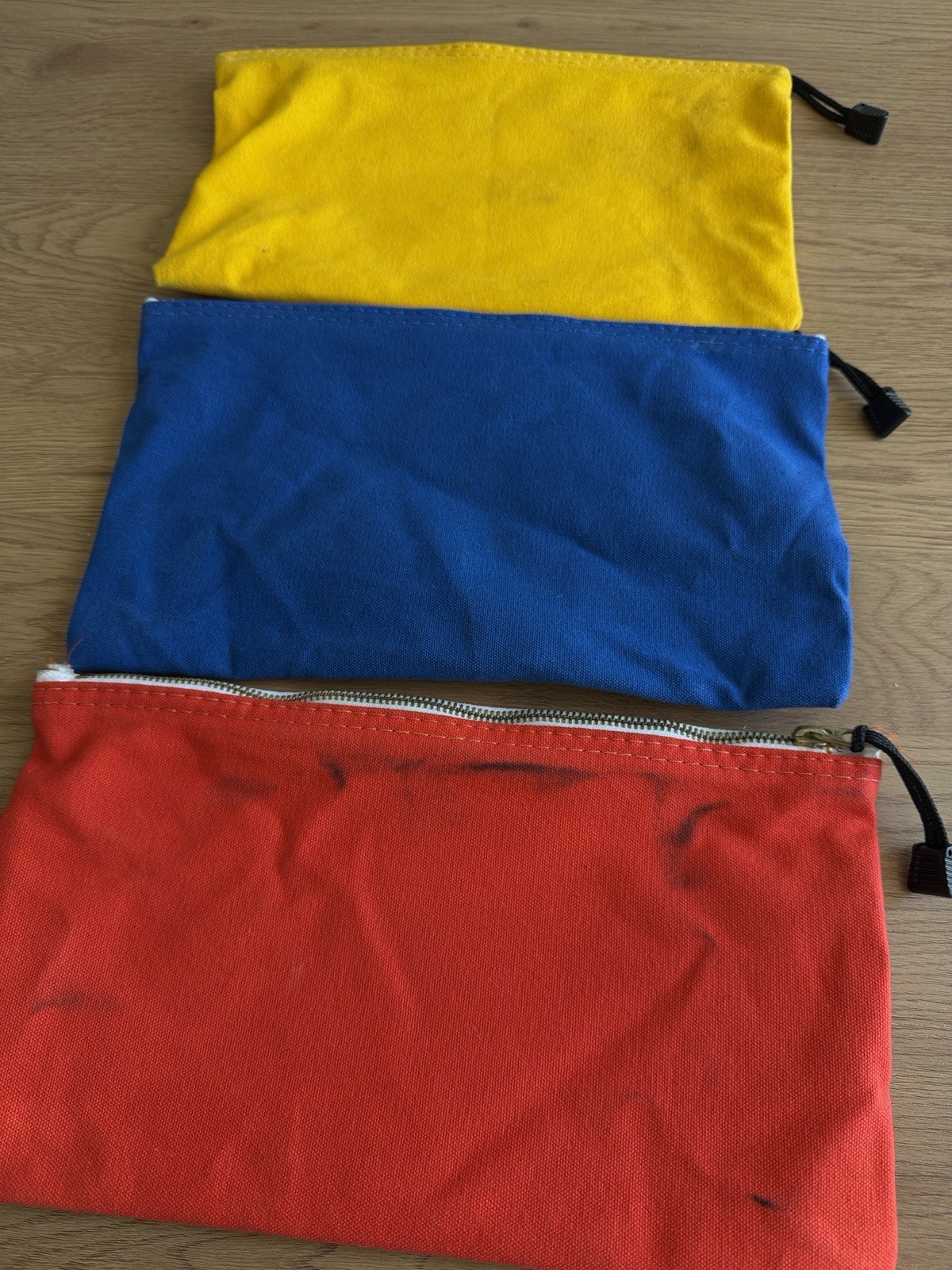 Klein Tools Zipper Canvas Tool Bags Pouches Lot of 3 Red Blue Yellow 16”