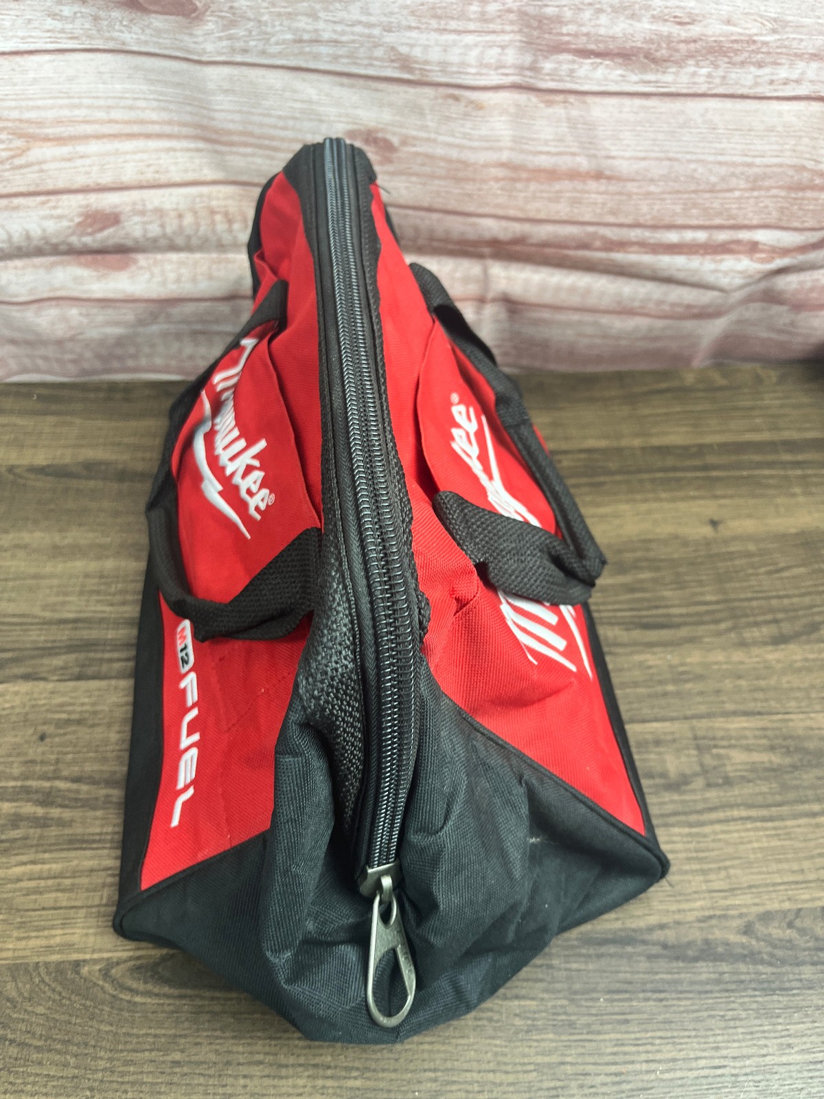 Milwaukee M12 Fuel Tool Bag Red Black Contractor Tool Storage Bag Zipper