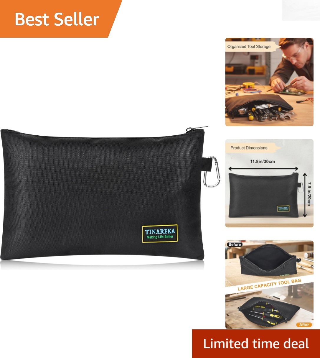 Ultimate 8-Pocket Waterproof Tool Pouch for Electricians & DIY – 7.9×11.8 Inch