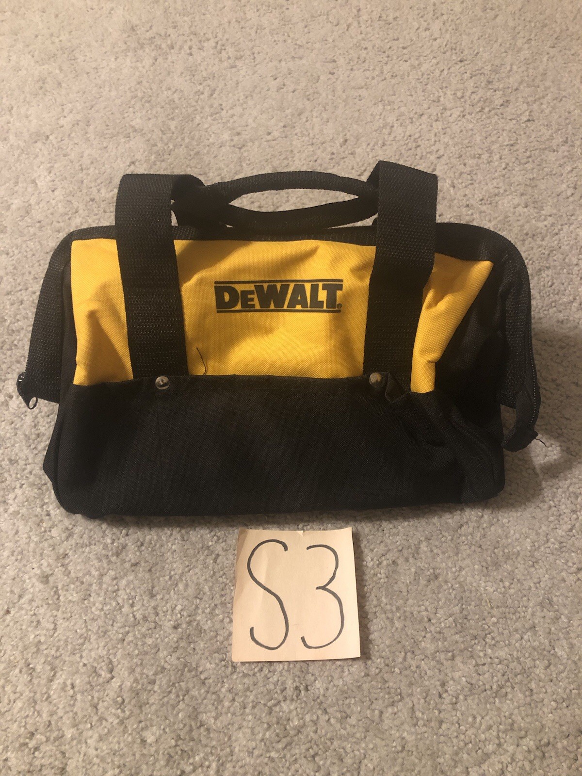 DeWALT Contractor Tool Bag Small Soft Case Zippered Tote Black Yellow Storage