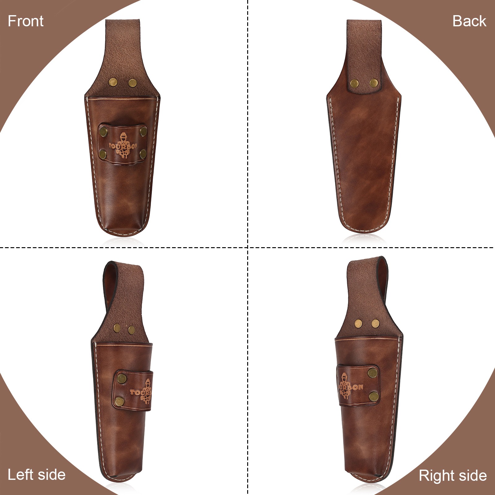 Tourbon Leather Garden Tool Belt Pouch 2-in-1 Pruner Shears Wrench Holder Case