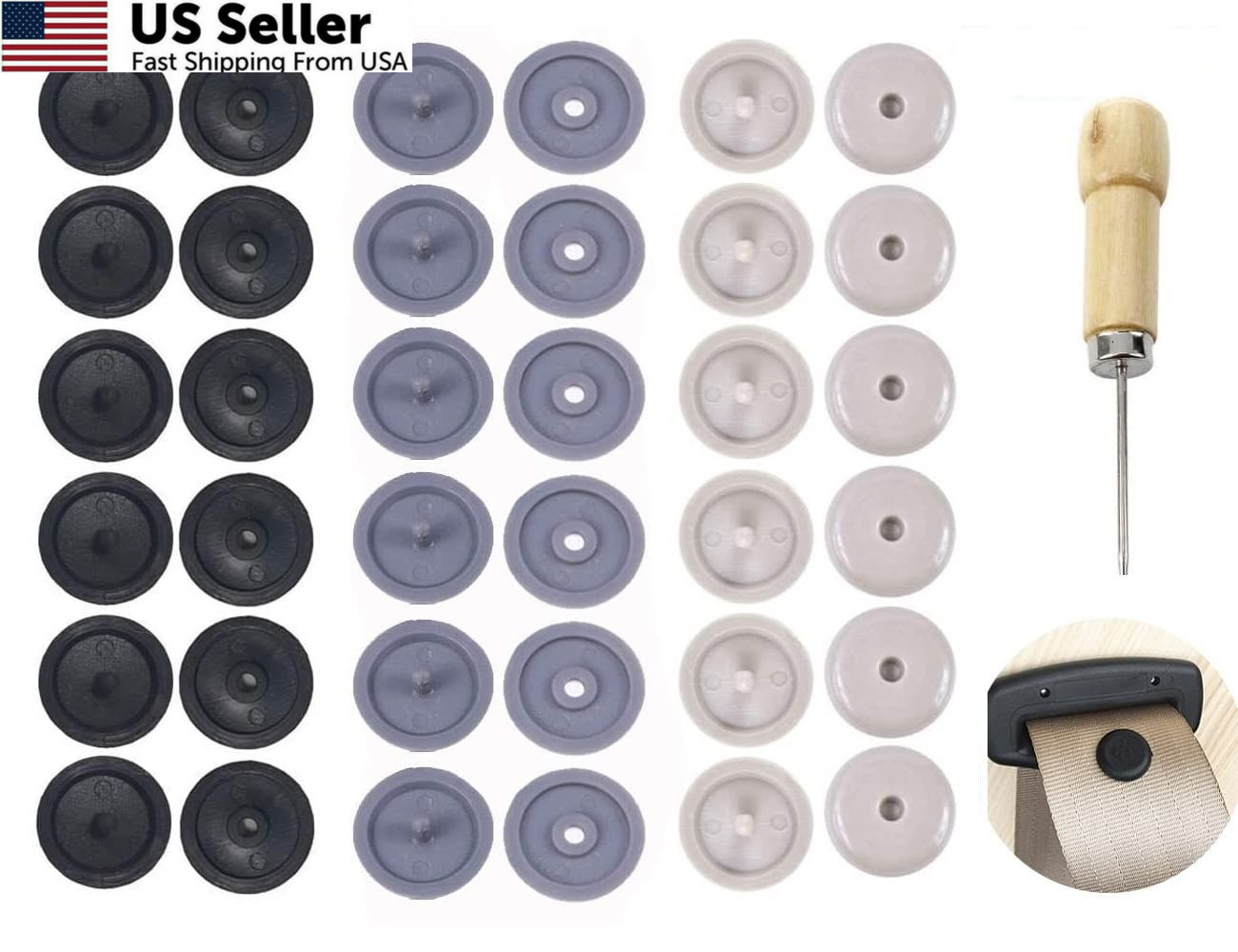 Y-Axis Seat Belt Button Buckle Clip Stop – Universal Fit Black, Grey, Beige