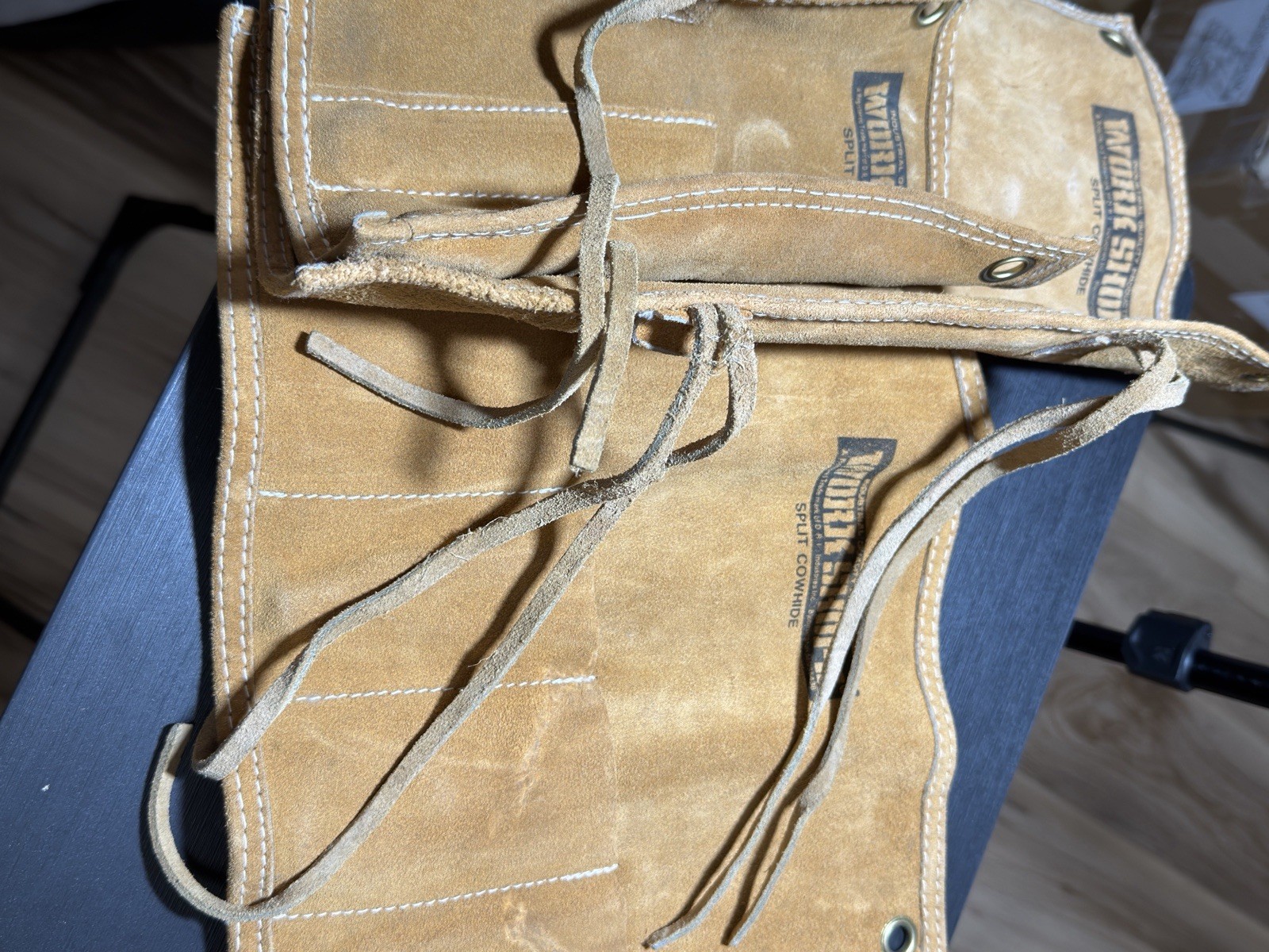 Vintage White Shops Split Cowhide Leather Tool Roll Pouch Lot of 3Taiwan