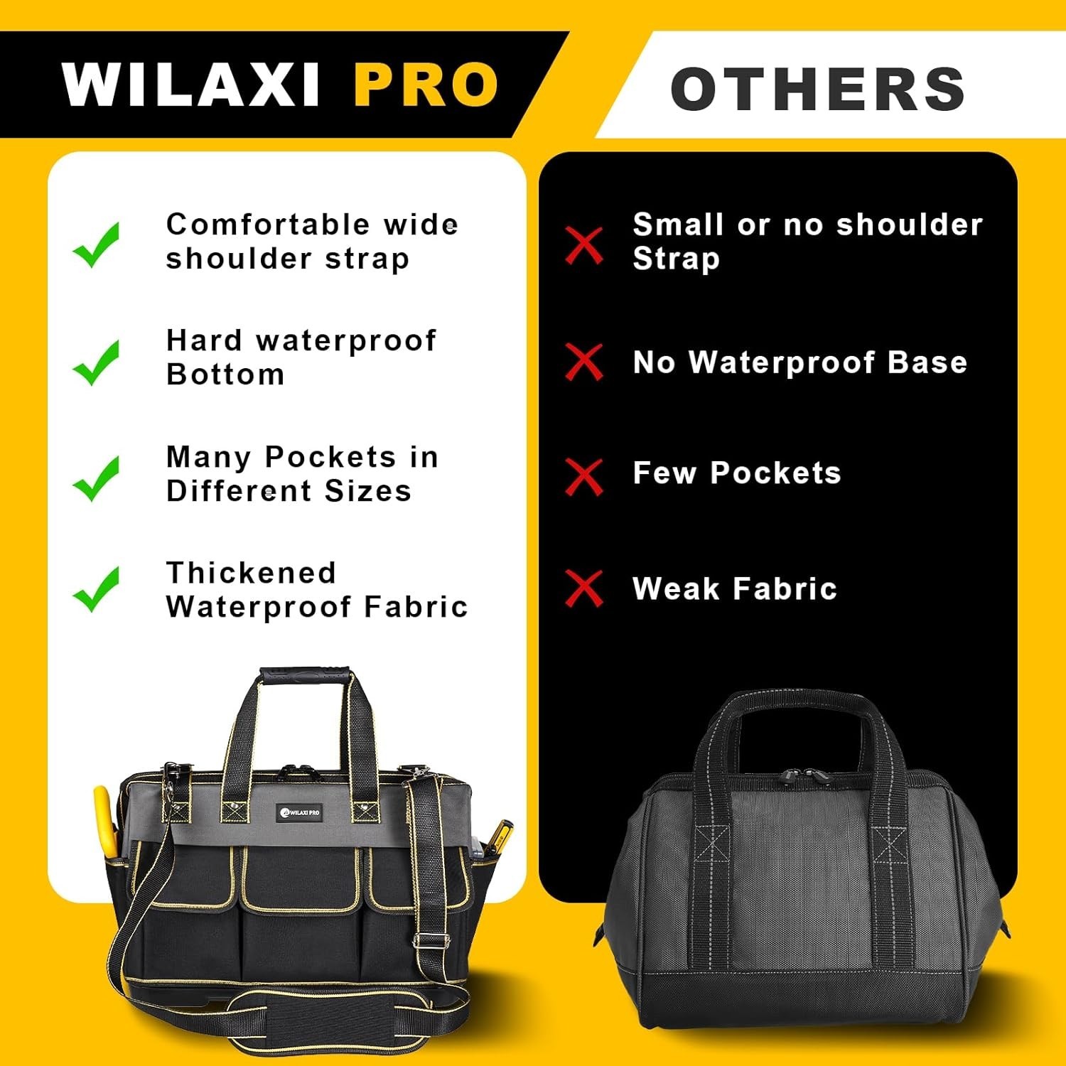 17 in Tool Bag For Men with Waterproof Molded Base, High Capacity Wide Mouth …