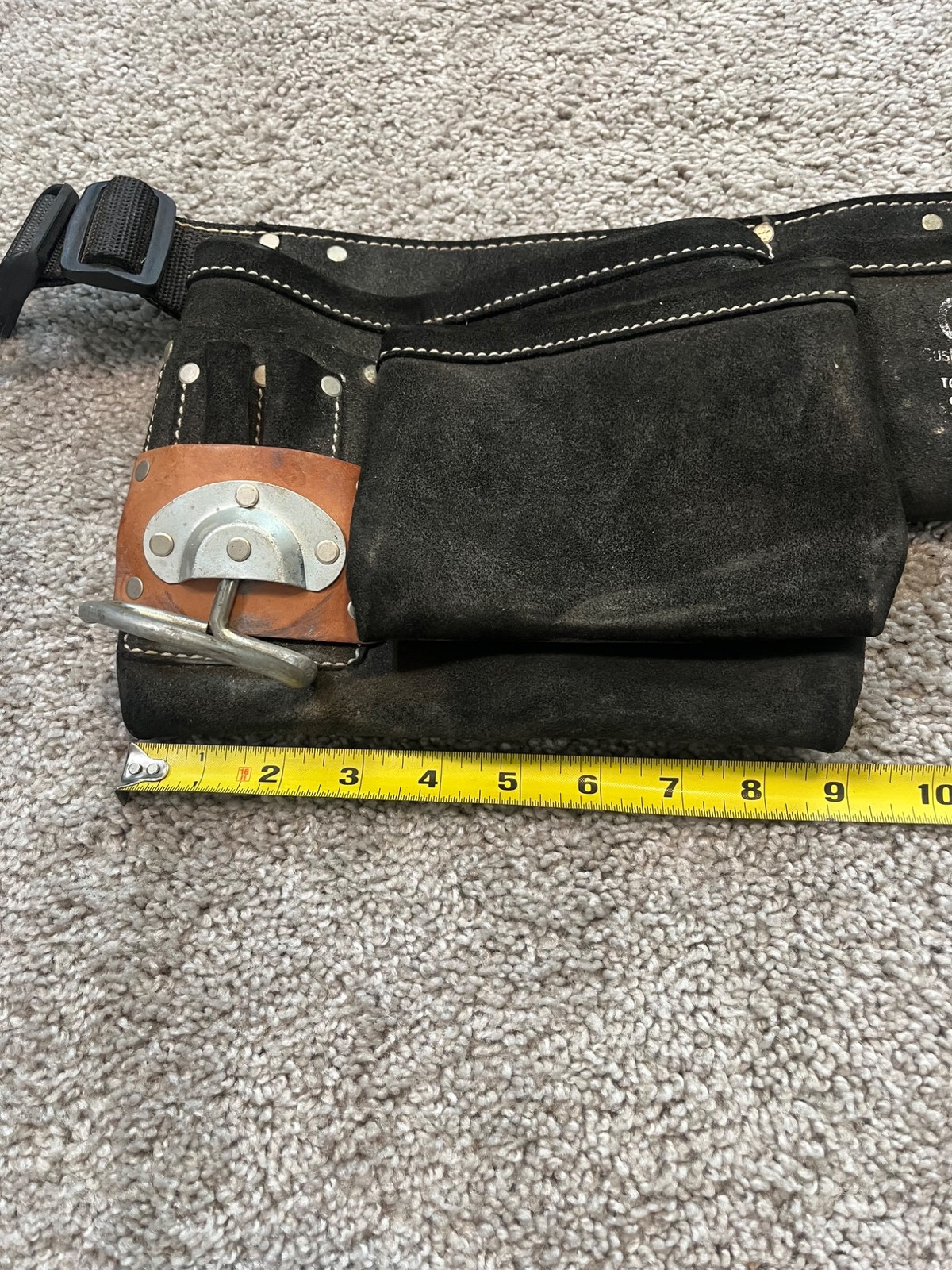 Vtg CLC Custom LeatherCraft Black Tool Belt Pouches Hammer Holder No 38427X USA