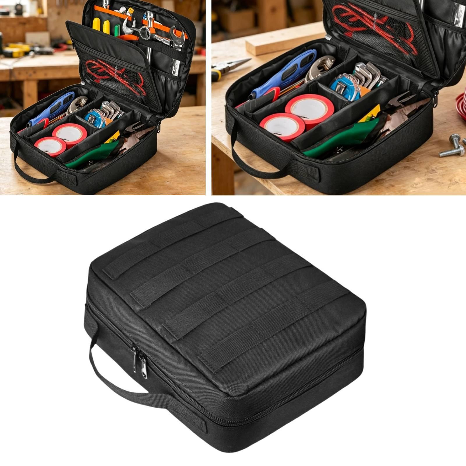 Tool Storage Bag Tote with Compartment Elastic Band with Handle for Mechanical