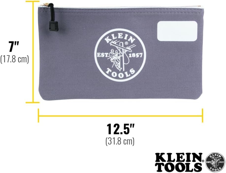 Klein Tools 55578 Zipper Bag with Divider, No. 10 Canvas, 7-Inch x Gray